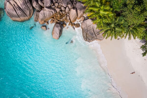 Seychelles luxury family holidays - beach aerial view