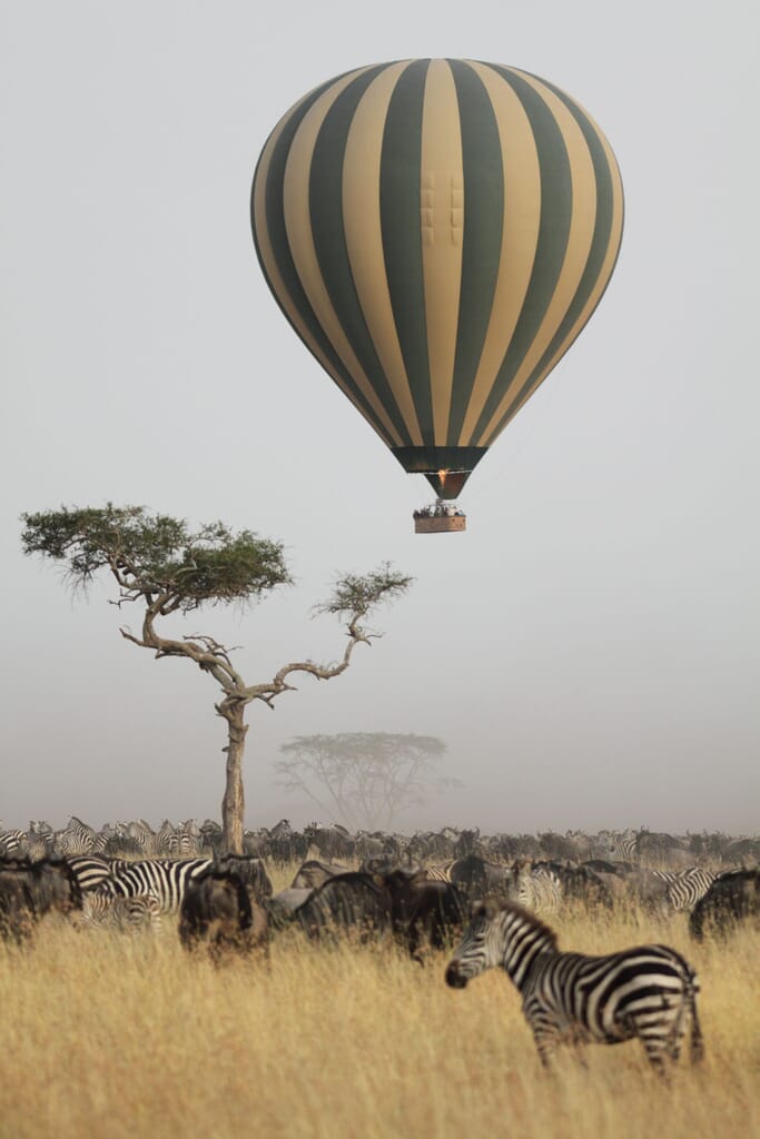 Kenya hot-air balloon portrait Masai Mara family safari