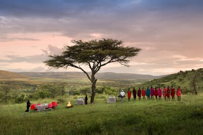 Tanzania Serengeti andBeyond Klein's Camp family safari bush dining