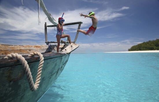 Tanzania Mnemba Island Zanzibar dhow snorkel kids family safari