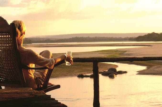Tanzania Nyerere Sand Rivers Selous family safari view sundowner