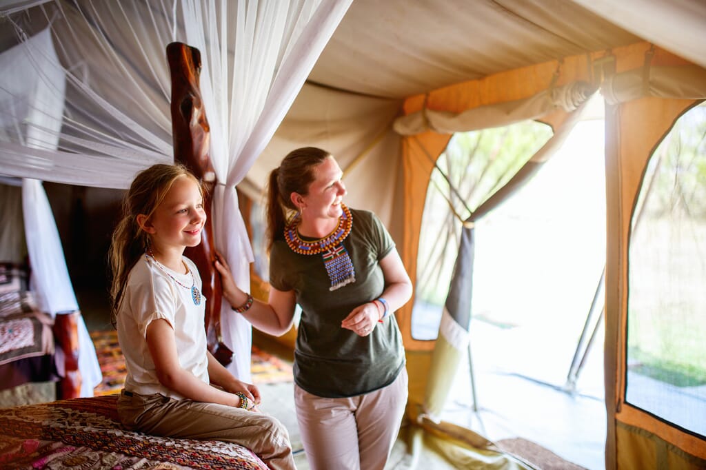 Africa girl child tent family safari