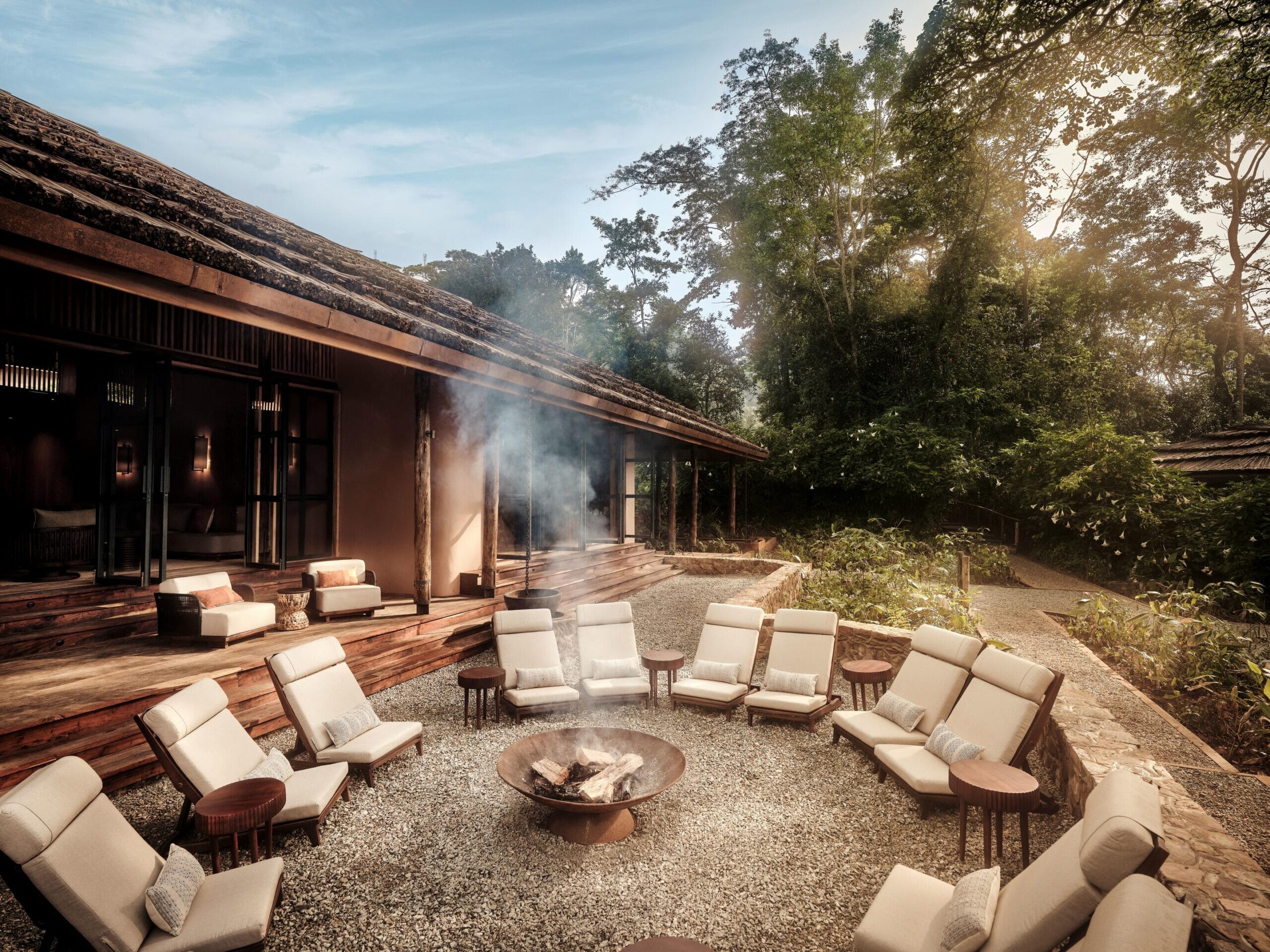 Gorilla Forest Lodge Uganda Family Safari Holiday campfire scene