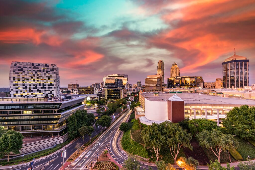 Johannesburg South Africa skyline sunset